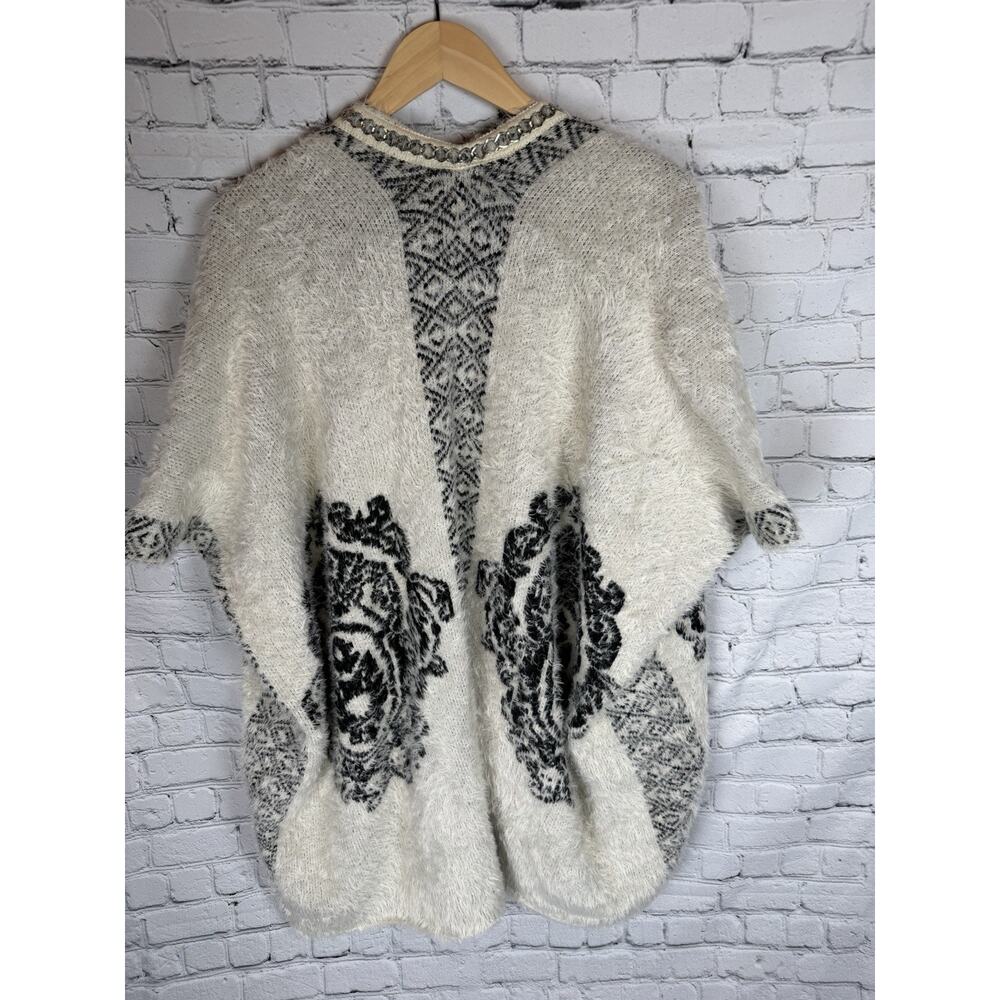 Holly Bracken Grey Aztec Shrug Cardigan‎ Open Front Chains Boho Western OS - Picture 8 of 8